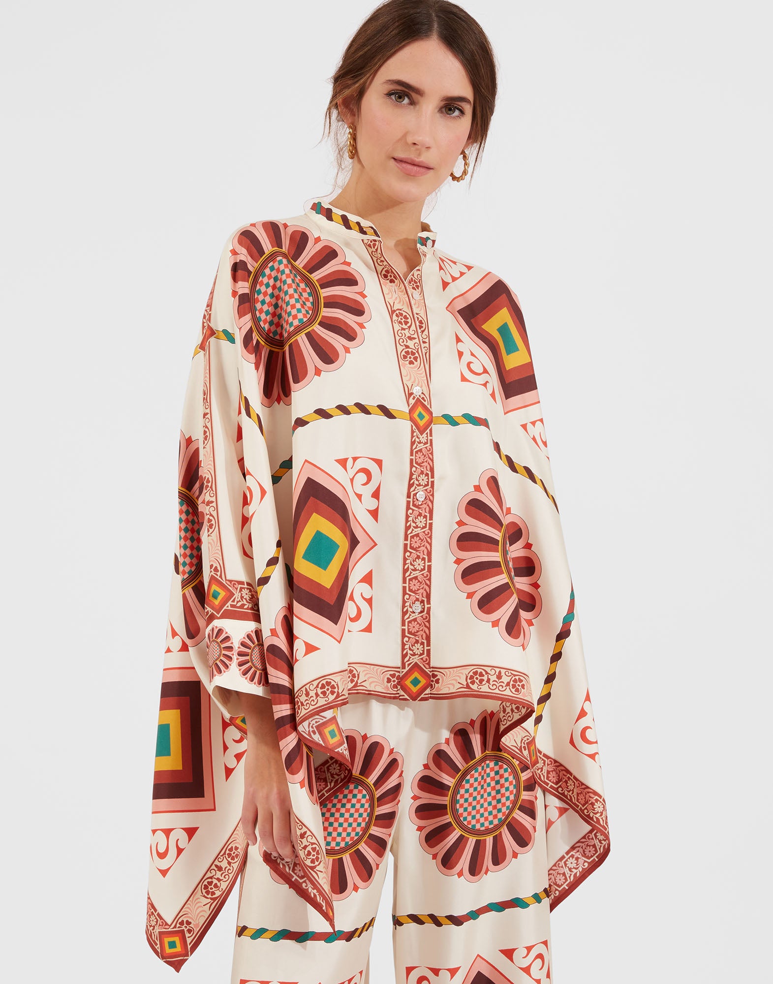 Foulard Scarf Shirt And Palazzo Co-Ord Set