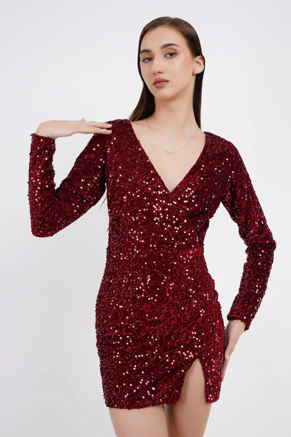 Sparkling Success: Long Sleeve Sequin Graduation Party Dress