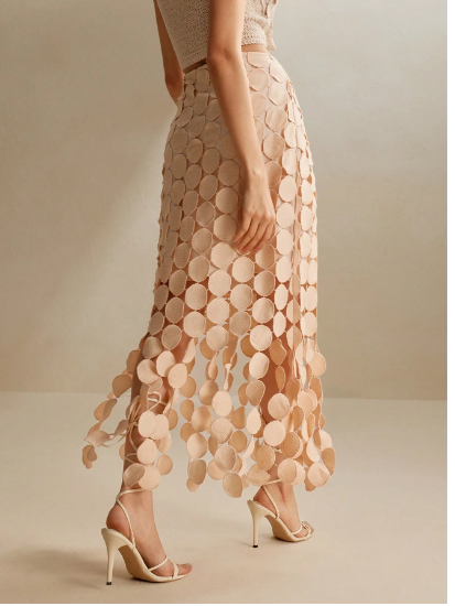 Laser Cut Multi Circle Double Layered Skirt Maxi Women Outfit