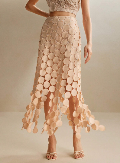 Laser Cut Multi Circle Double Layered Skirt Maxi Women Outfit