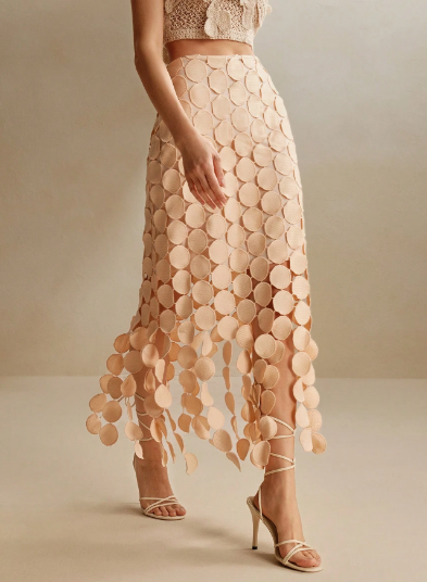 Laser Cut Multi Circle Double Layered Skirt Maxi Women Outfit