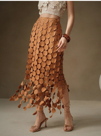 Laser Cut Multi Circle Double Layered Skirt Maxi Women Outfit