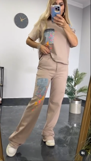 Kathy Women's Soft Crop Top And Jogger Co-Ord Set