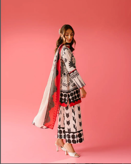 Printed Lawn Co-Ord Set with Printed Scarf