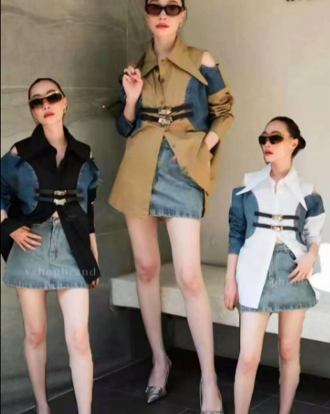 Half Denim Belt shirt