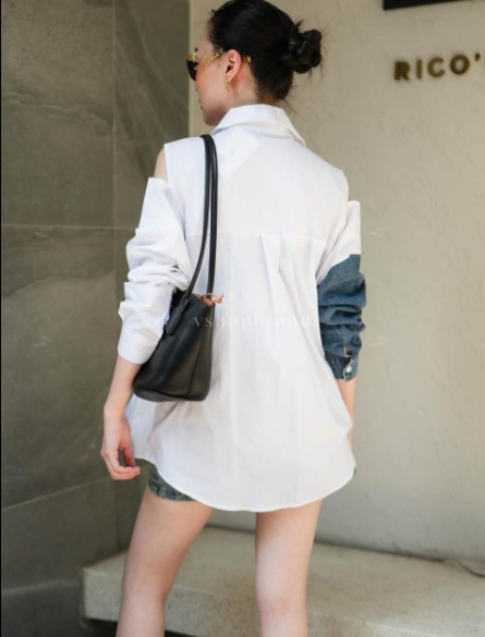 Half Denim Belt shirt