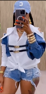 Half Denim Belt shirt