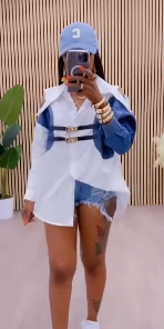 Half Denim Belt shirt