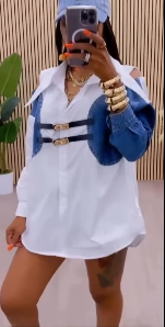 Half Denim Belt shirt