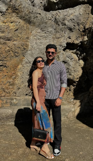 Tropical Print One Shoulder Ruched Mesh Top & Skirt Coord Set