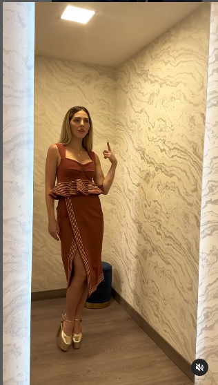 Roshel Peplum Top with Wrap Waist Skirt Set