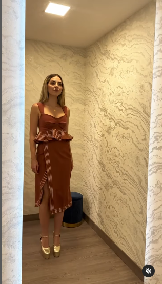 Roshel Peplum Top with Wrap Waist Skirt Set