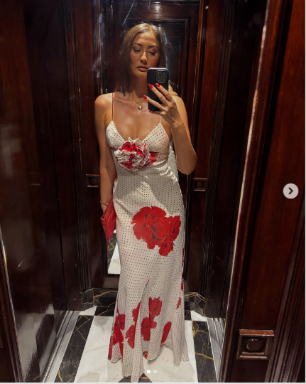 Zoa Floral Print Polka Dot Long Strappy Dress