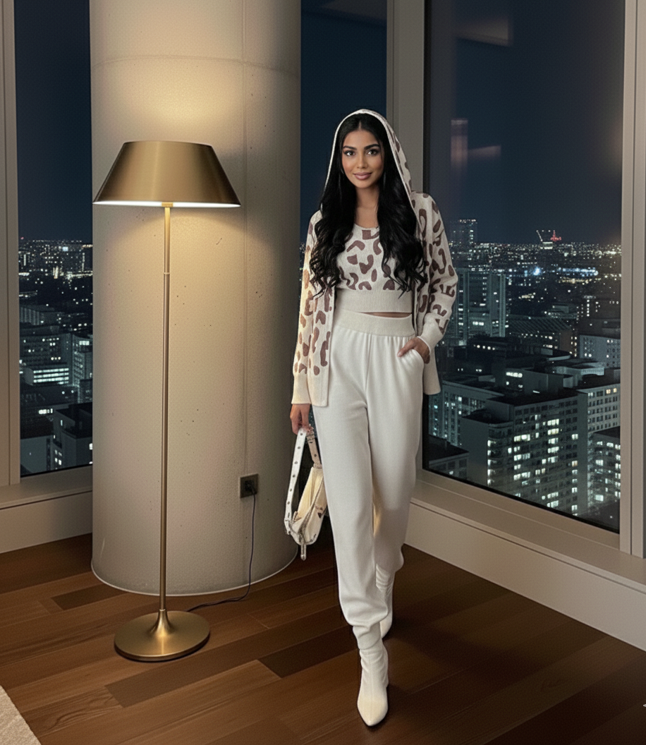 Suzain  Knitted Three-Piece loungewear Co-Ord Set