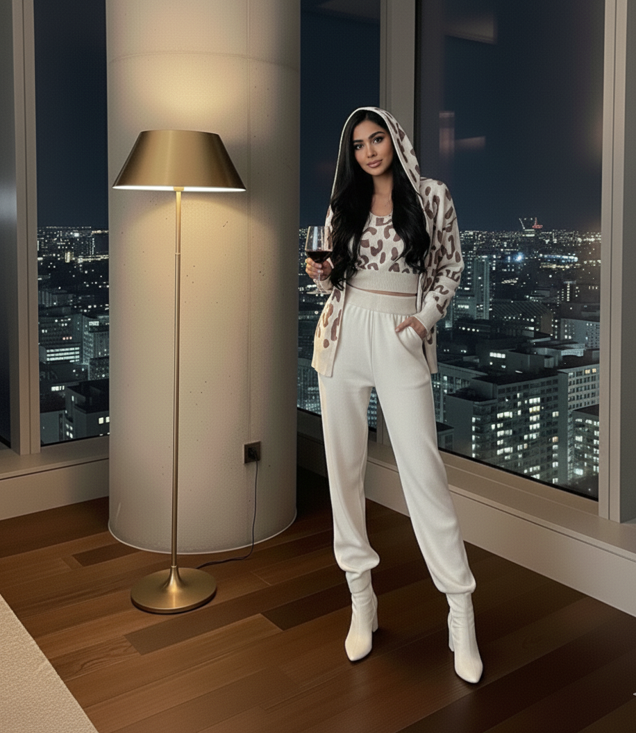 Suzain  Knitted Three-Piece loungewear Co-Ord Set