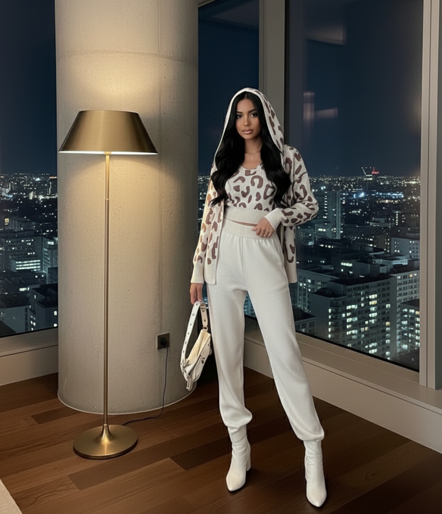 Suzain  Knitted Three-Piece loungewear Co-Ord Set