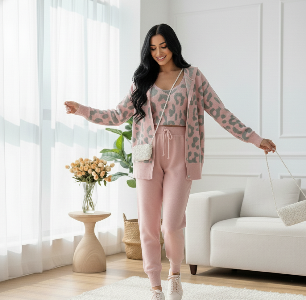 Suzain  Knitted Three-Piece loungewear Co-Ord Set