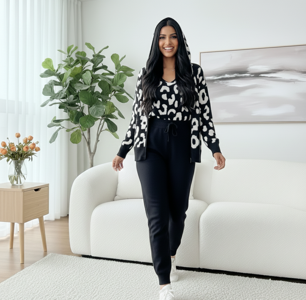 Suzain  Knitted Three-Piece loungewear Co-Ord Set