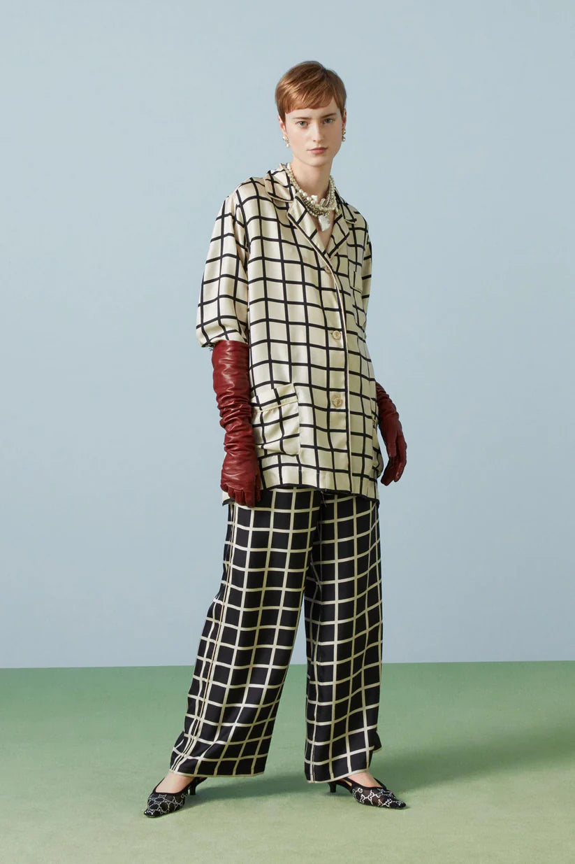 Velvet Elegance: Silk Checks Co-ord Set