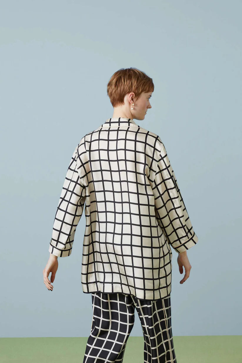 Black Check Silk Co-Ord Set