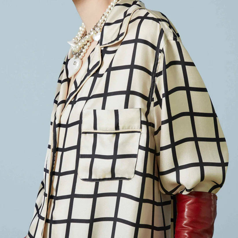 Black Check Silk Co-Ord Set