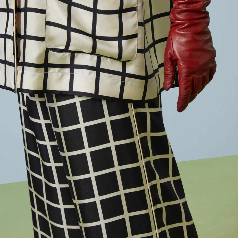 Black Check Silk Co-Ord Set