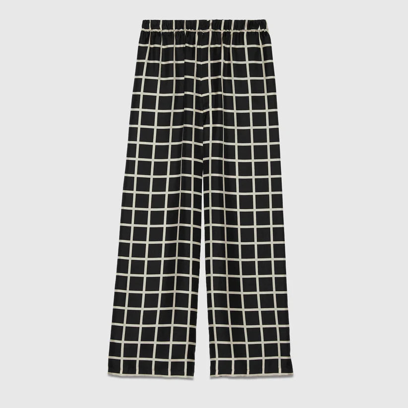 Black Check Silk Co-Ord Set
