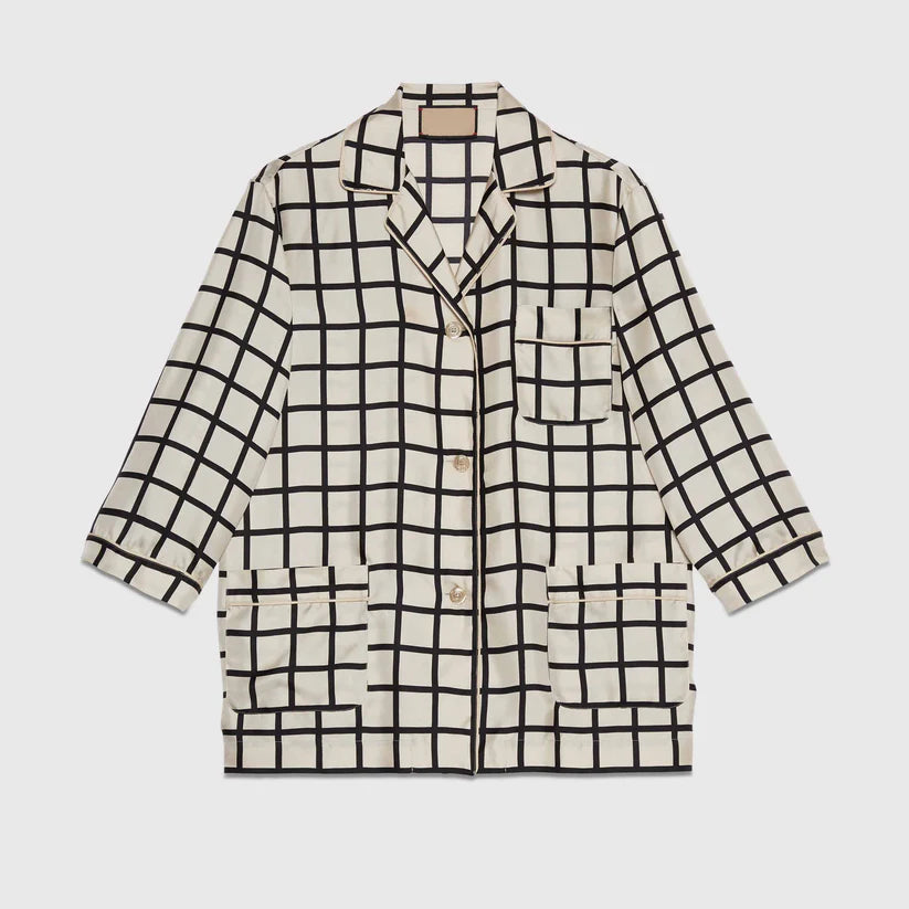 Black Check Silk Co-Ord Set