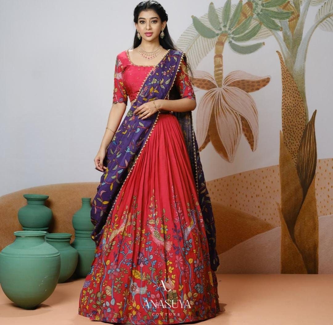 Women Trending Kalamkari Print Lehenga Choli