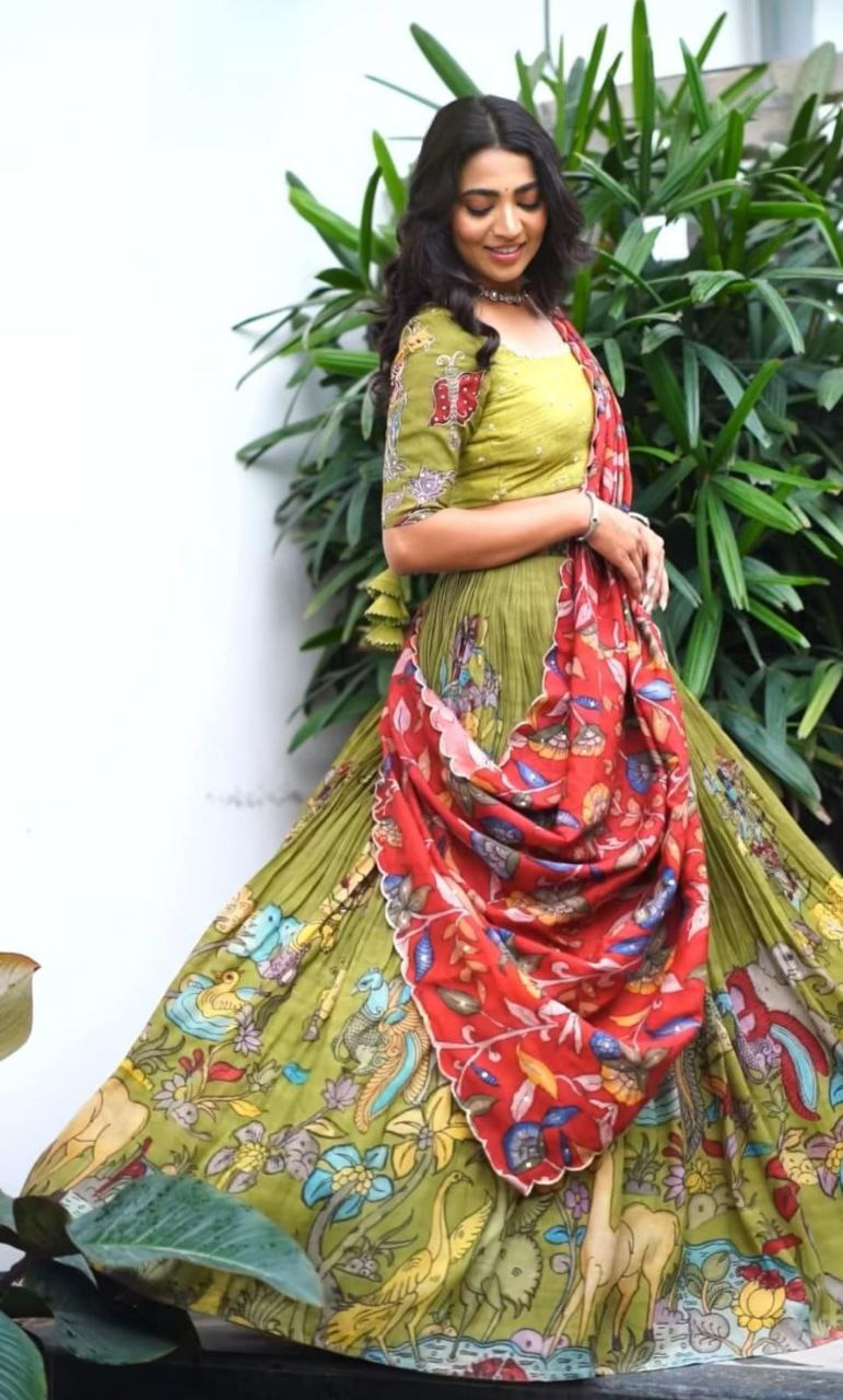 Stitched Kalamkari Designer Lehenga Choli with Dupatta