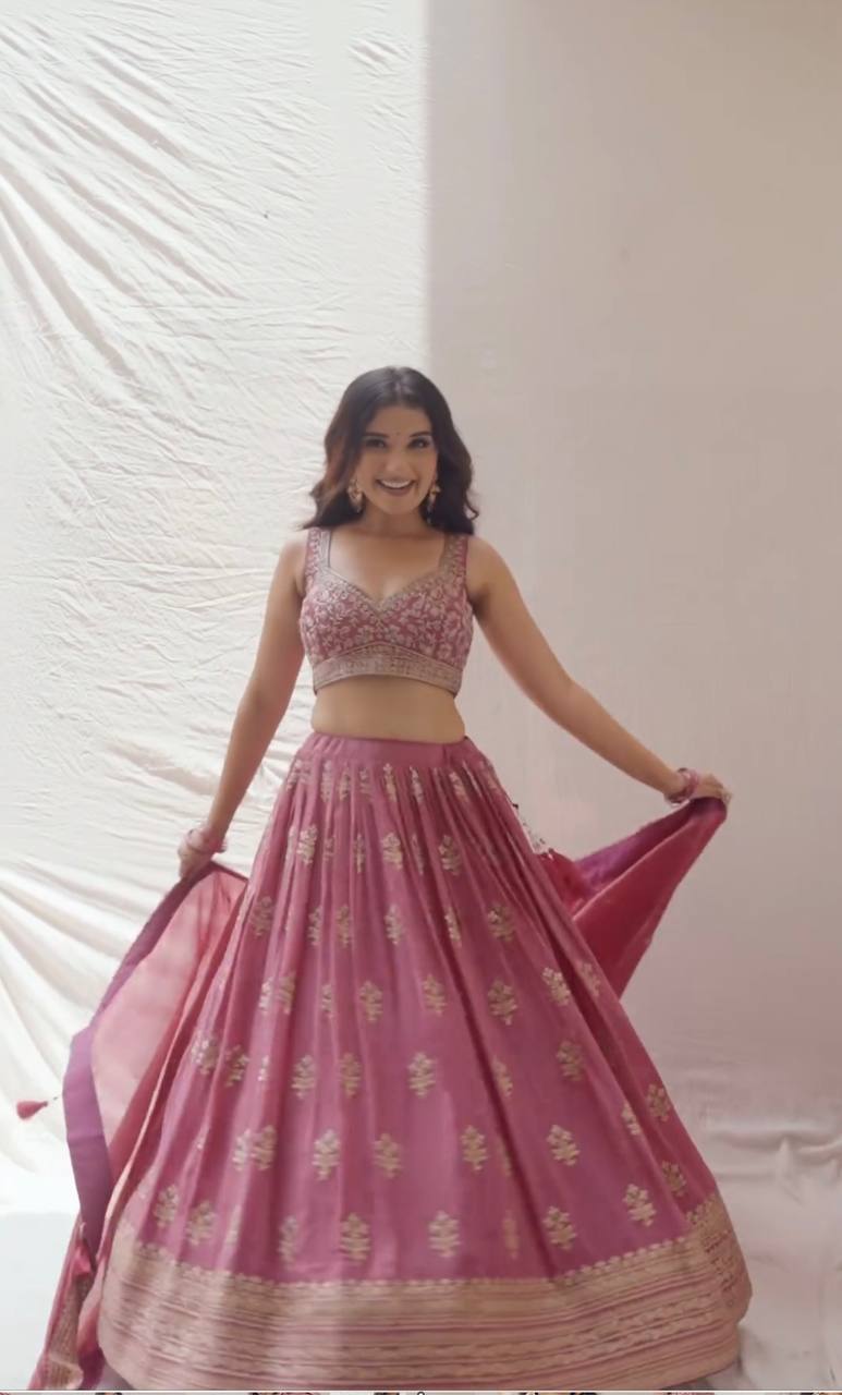 Fancy Designer Pink Color Festive Wear Lehenga Choli