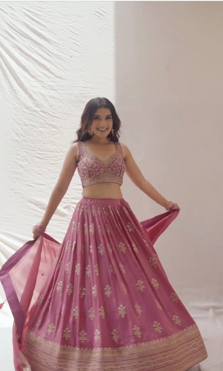 Fancy Designer Pink Color Festive Wear Lehenga Choli