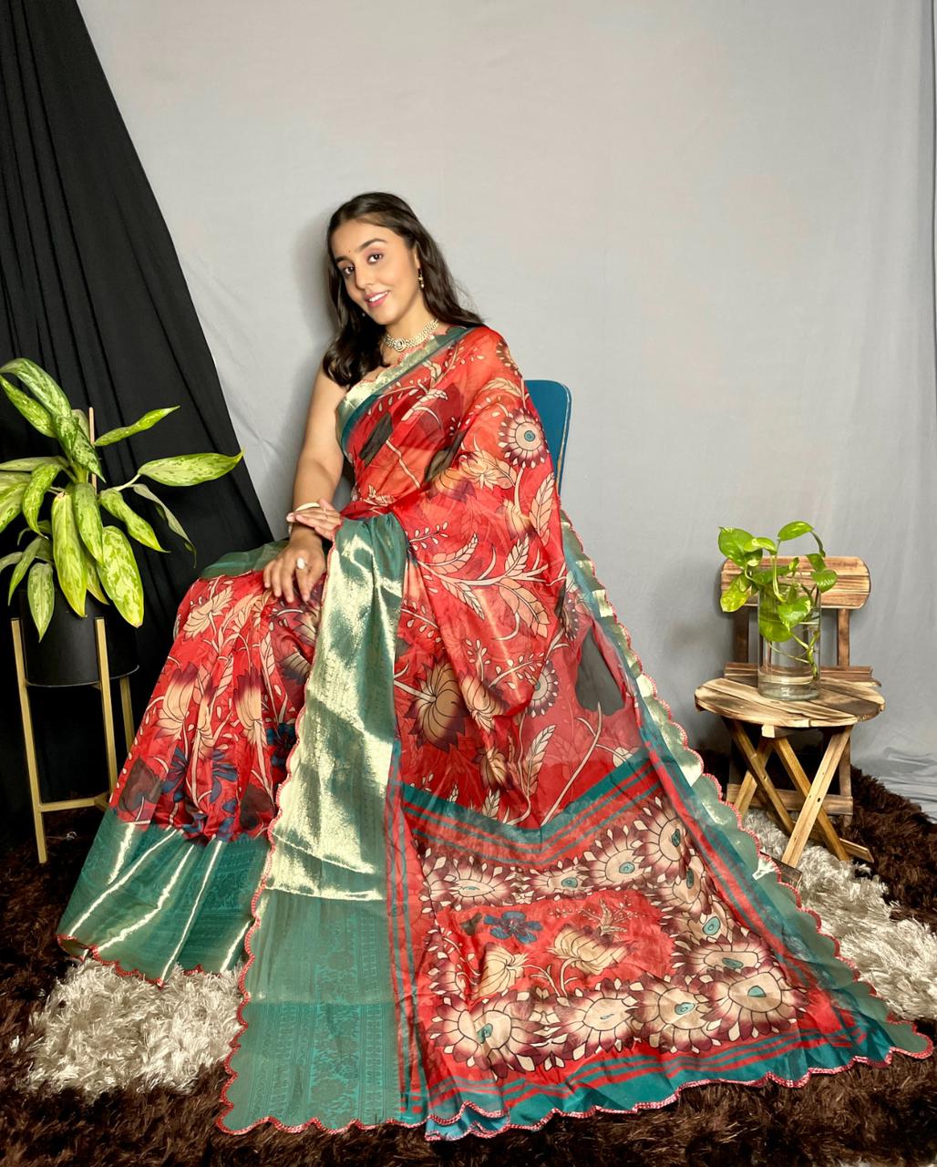 Fancy Organza Kanchipuram Jacquard Border