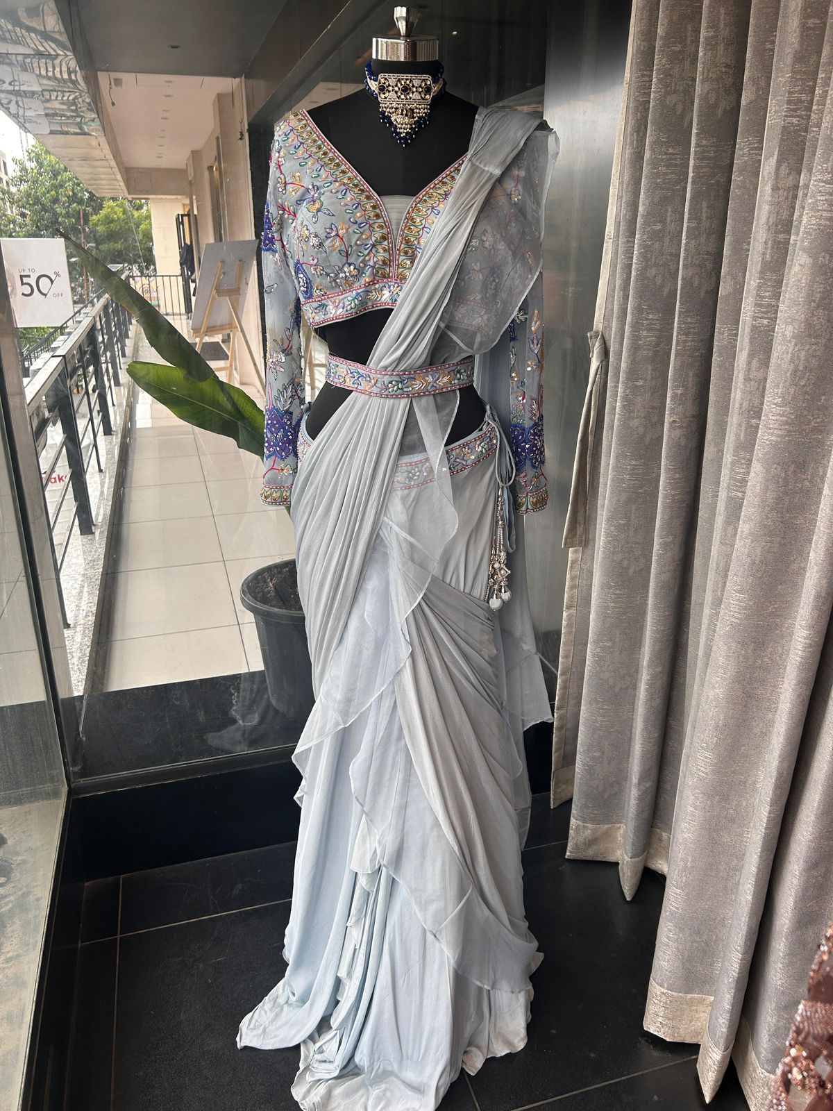 Heavy Embroidered Designer Light Blue Lehenga