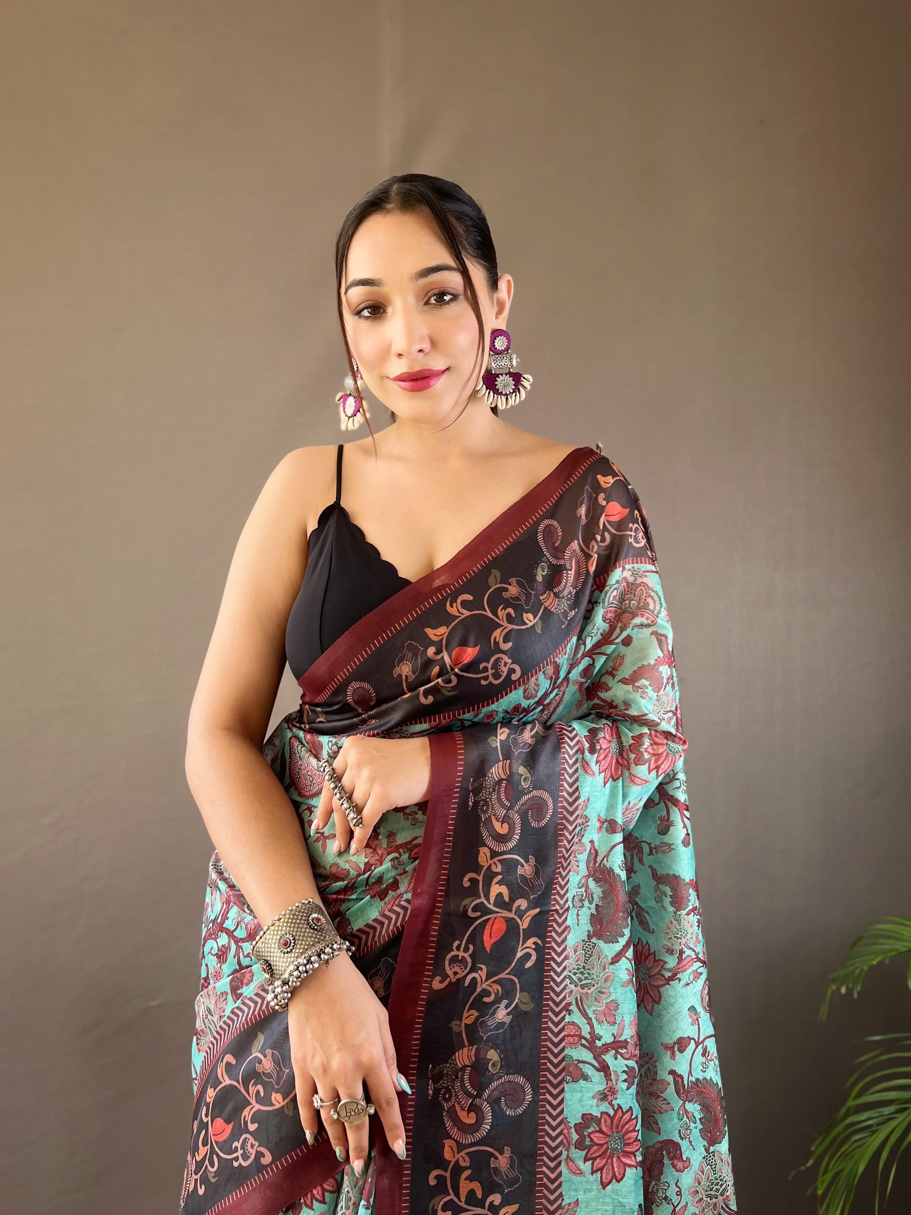 Kalamakari Digital Printed Cotton Saree