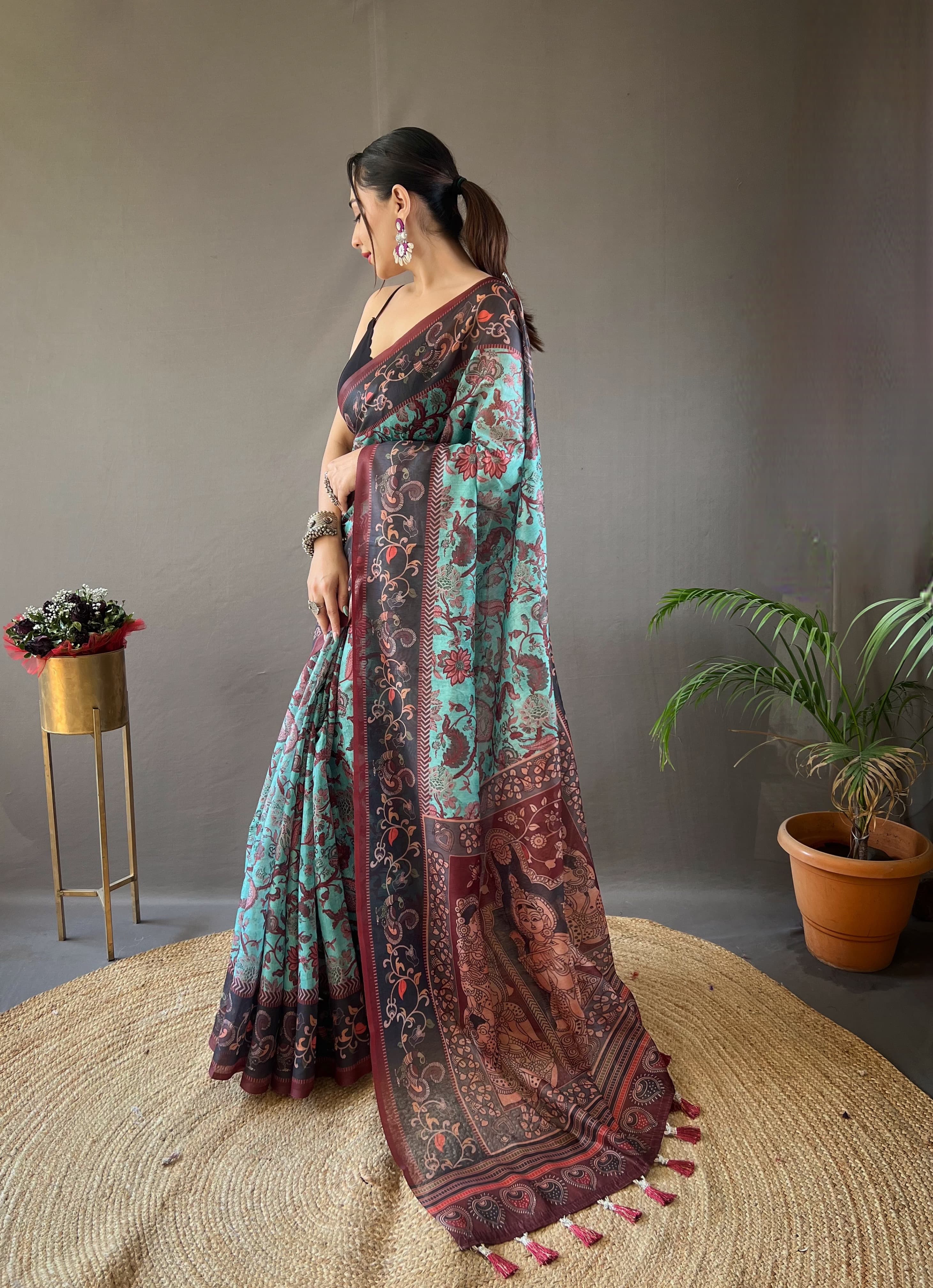 Kalamakari Digital Printed Cotton Saree