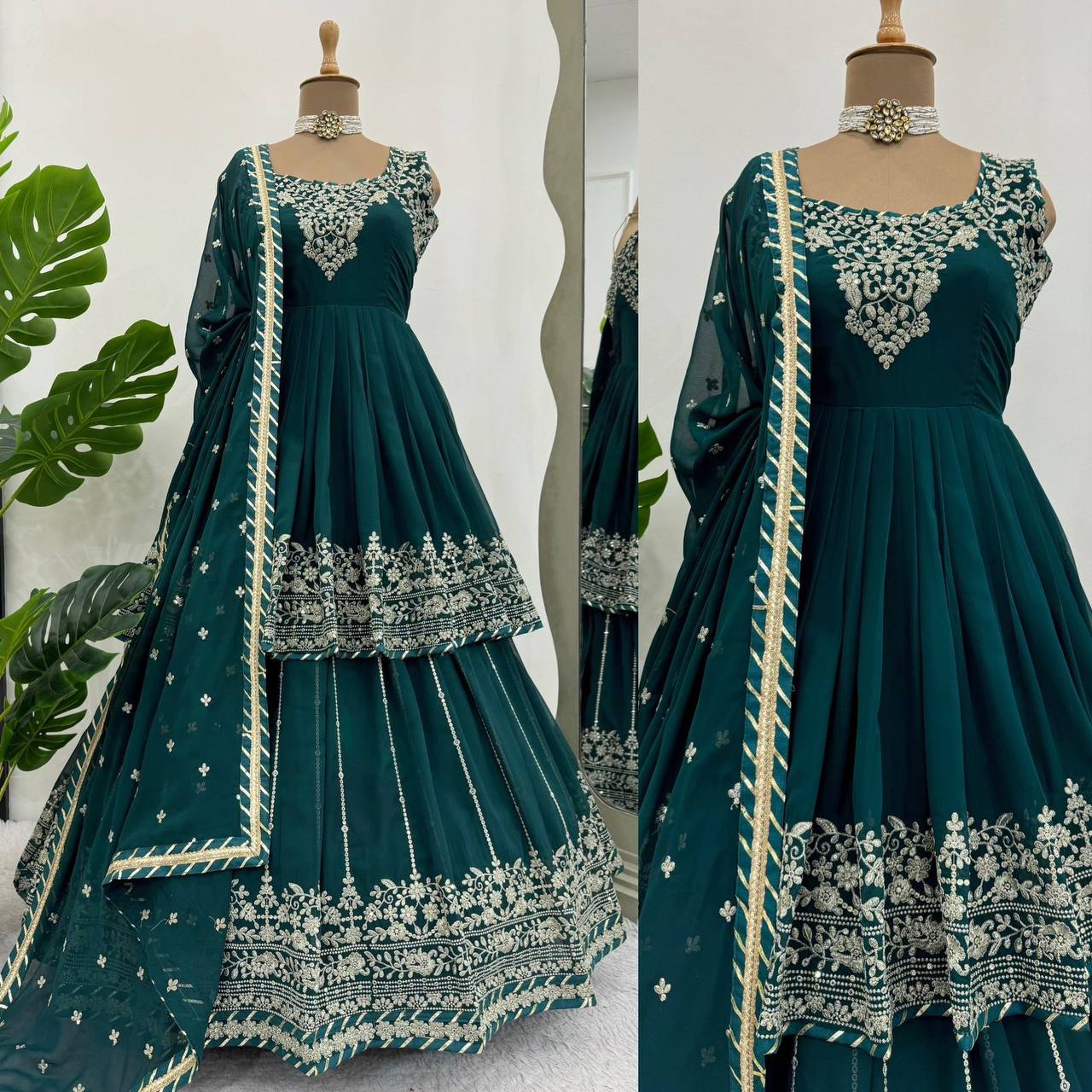 Stunning Blue Color Georgette Thread With Sequence Lehenga Choli