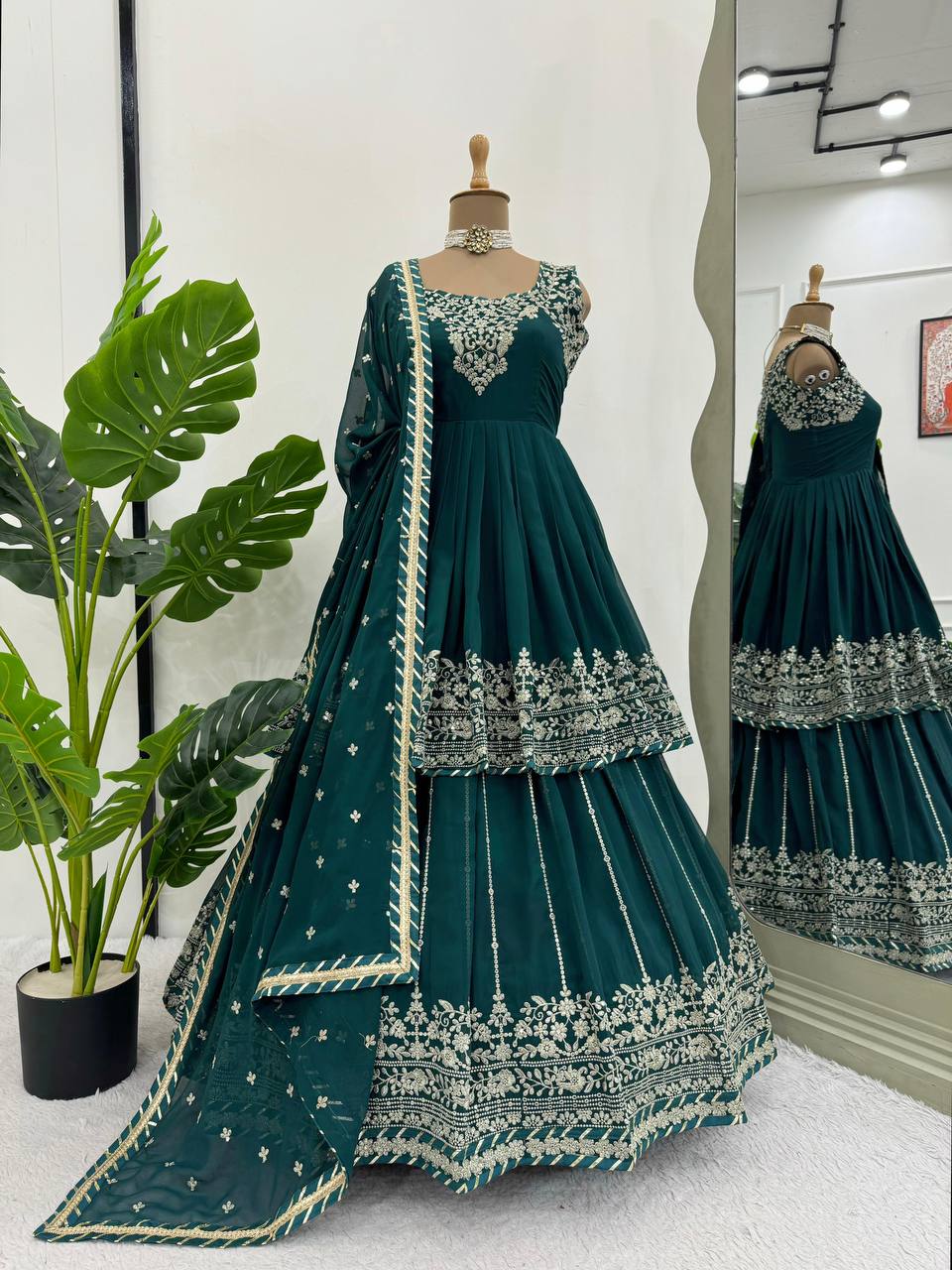 Stunning Blue Color Georgette Thread With Sequence Lehenga Choli