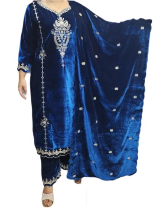 Navy Blue designer Suit Set with dupatta