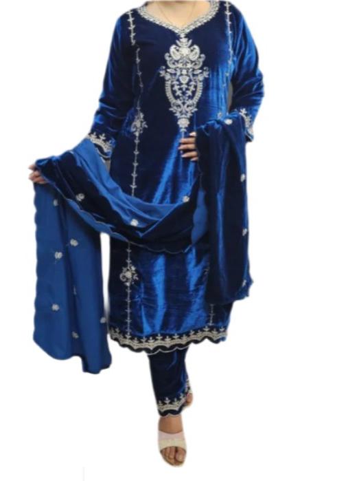 Navy Blue designer Suit Set with dupatta
