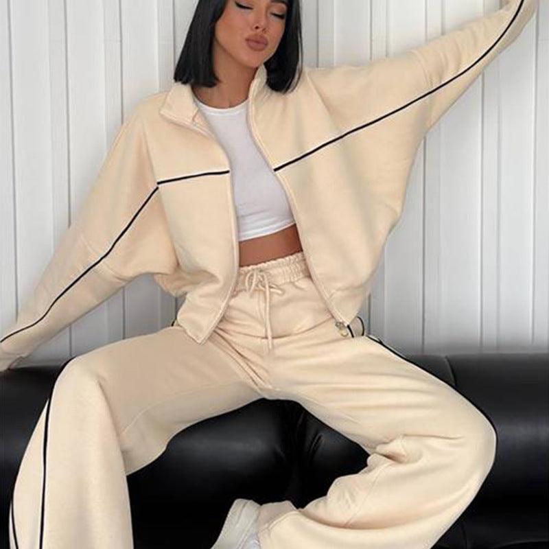 Casual Sweatsuits For Women 2 Piece Outfits Long Sleeve Zip Up Jacket Oversized Sweatshirt Jogger Sweatpants Female Tracksuit