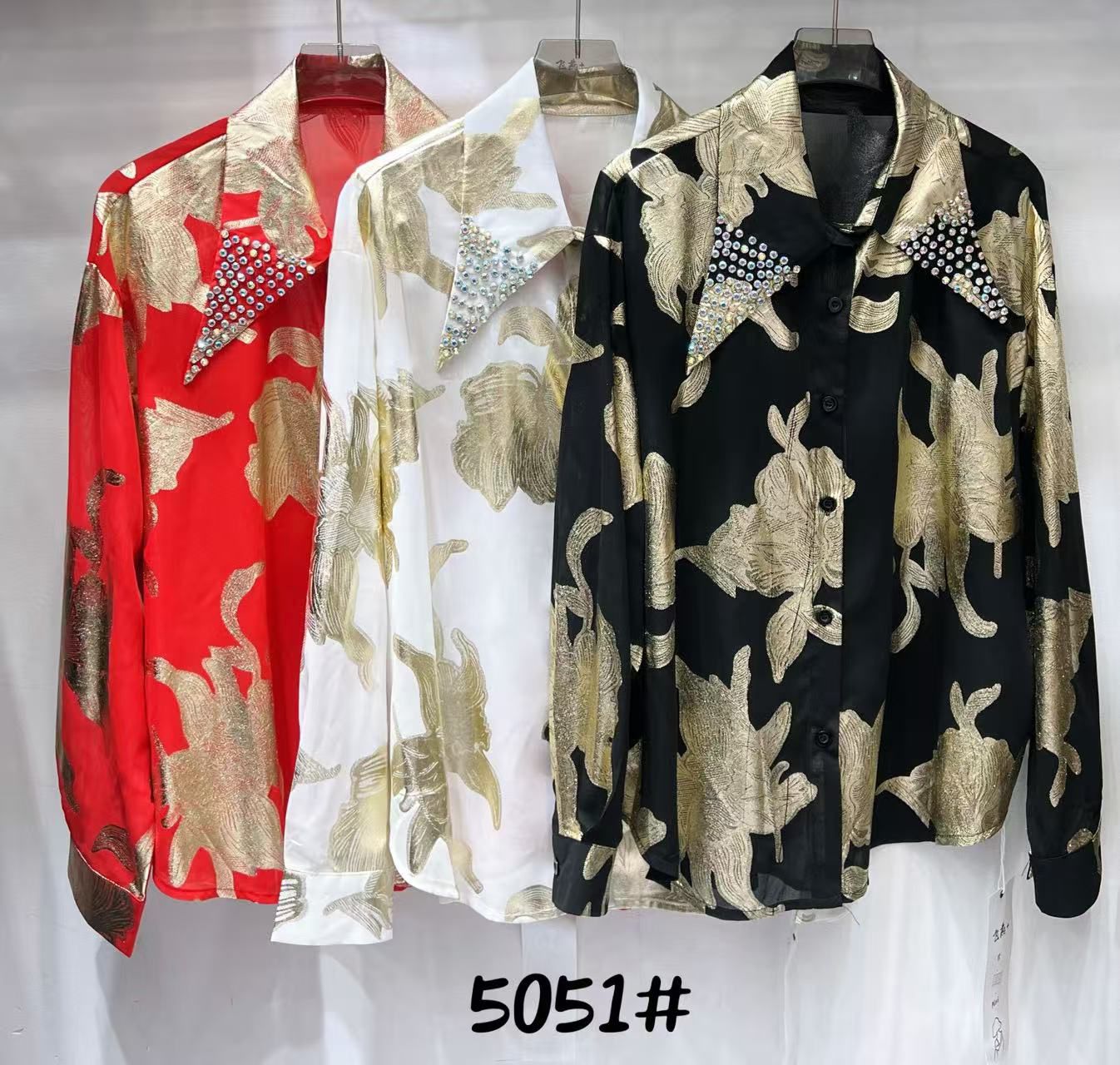 Premium Quality Georgette Shirt With Studded Neck