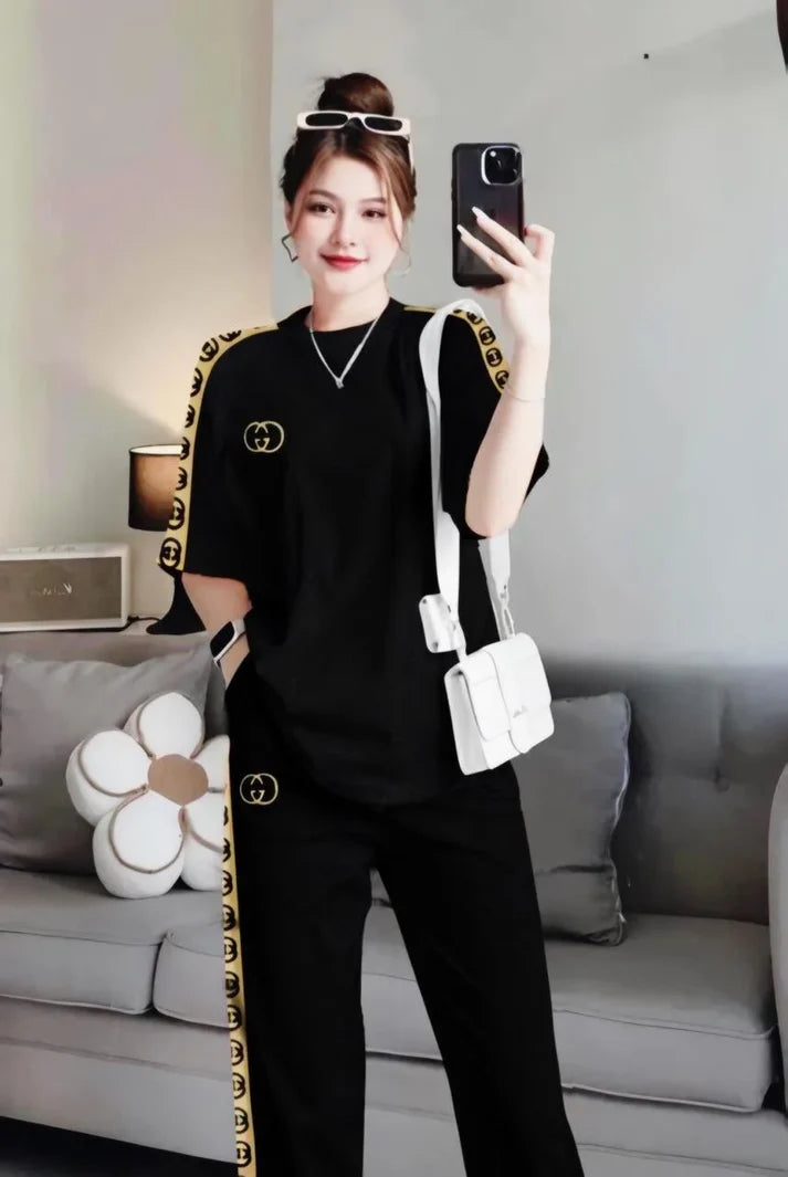 Luxury Women GG Logo Side Stripe Design Cord Set