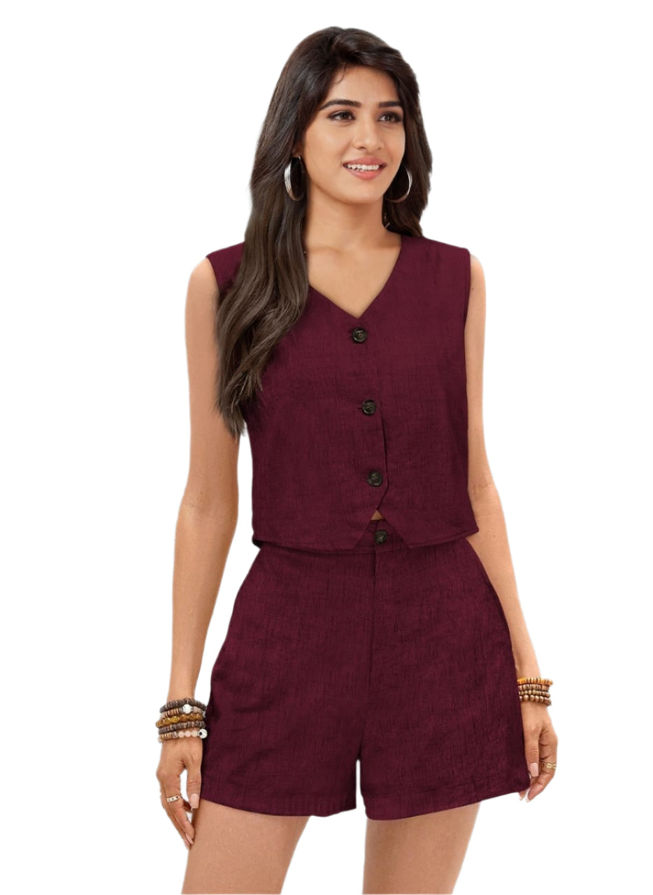 Scoop Neck Top With Short