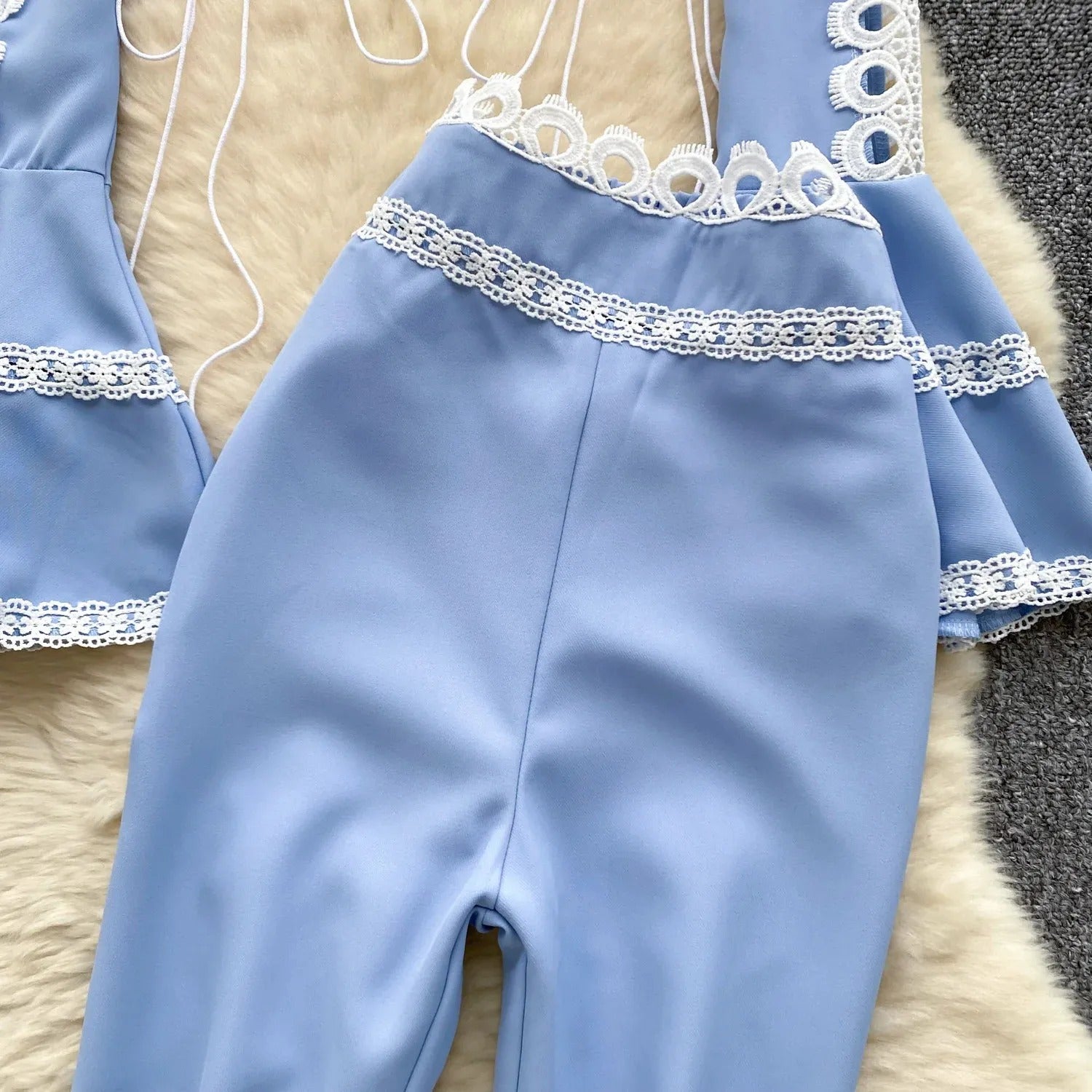 Women Stylish Sexy Long Sleeve Flare Two Pieces Co -Ord Set