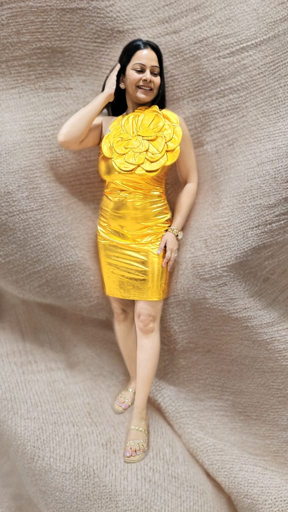 Metallic Mini Dress Women  One Shoulder Shiny Sleeveless Bodycon Dress