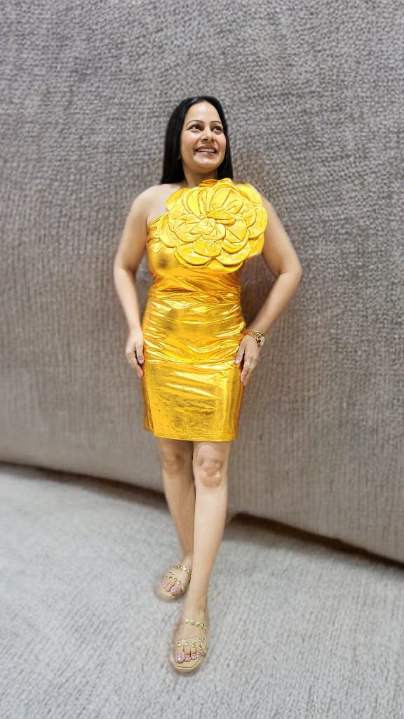 Metallic Mini Dress Women  One Shoulder Shiny Sleeveless Bodycon Dress