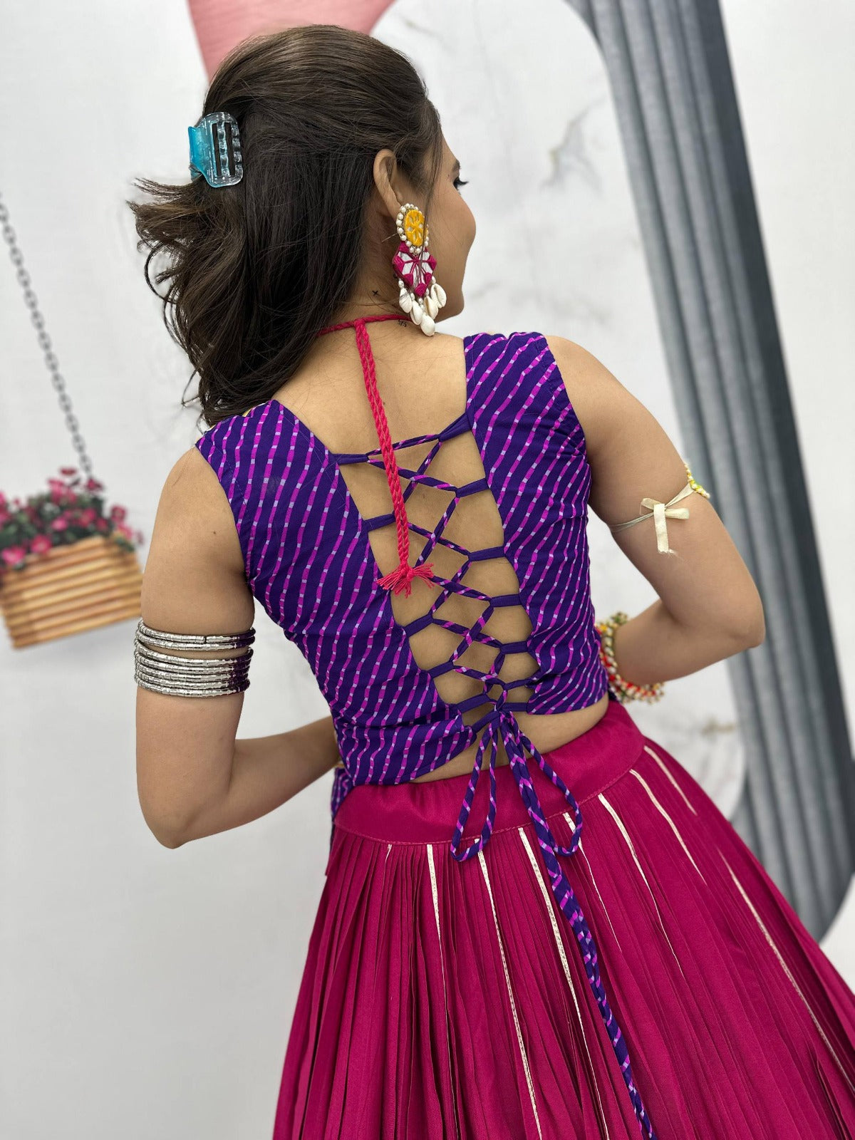 Traditional Heavy Gamathi Work with Real Mirror Work Lehnga Choli