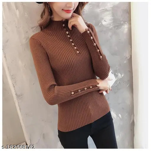 Women Slim Ribbed Knitted Sweater Top