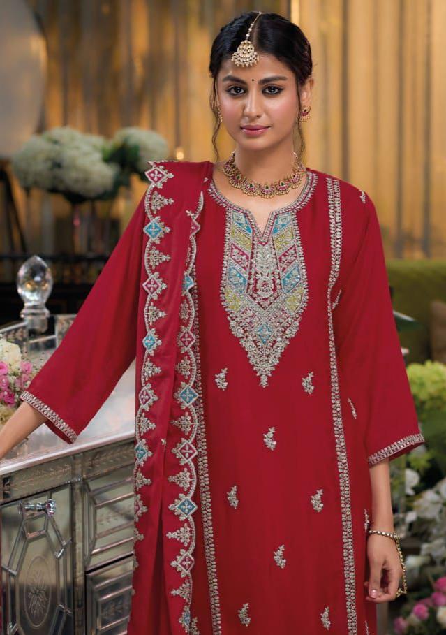 Designer chinnon work Suit Set